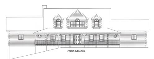 Timberhaven log home design, log home floor plan, 2251, Elevation
