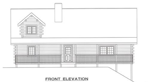 Timberhaven log home design, log home floor plan, 2466, Elevation