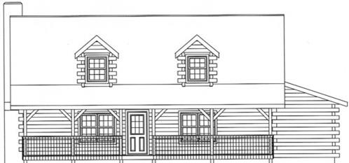 Timberhaven log home design, log home floor plan, 3014, Elevation