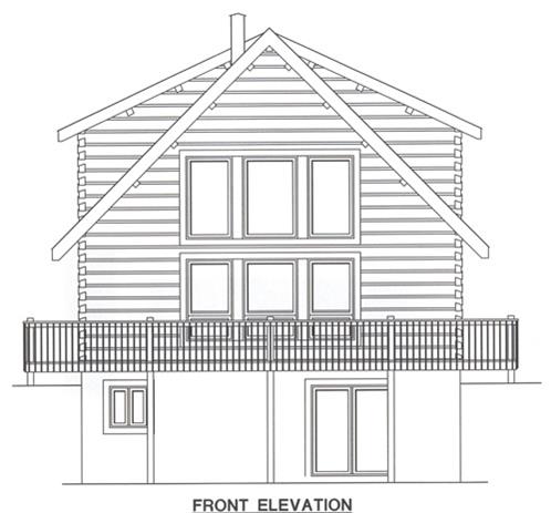 Timberhaven log home design, log home floor plan, 3029, Elevation
