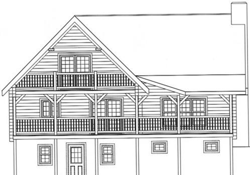 Timberhaven log home design, log home floor plan, 3042, Elevation