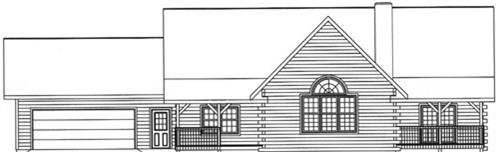 Timberhaven log home design, log home floor plan, 3202, Elevation