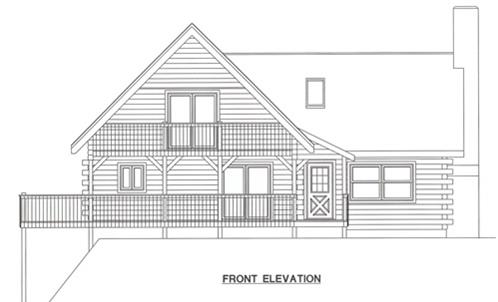Timberhaven log home design, log home floor plan, 3208, Elevation