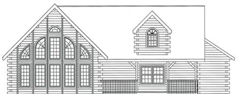 Timberhaven log home design, log home floor plan, 3324, Elevation