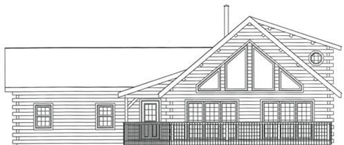 Timberhaven log home design, log home floor plan, 3334, Elevation