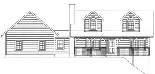 Timberhaven log home design, log home floor plan, 3388, Elevation