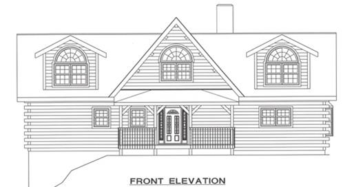 Timberhaven log home design, log home floor plan, 3497, Elevation