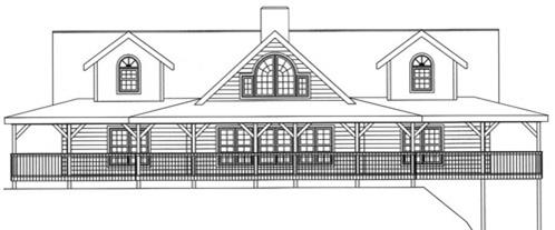 Timberhaven log home design, log home floor plan, 3600, Elevation