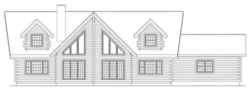 Timberhaven log home design, log home floor plan, 3612, Elevation