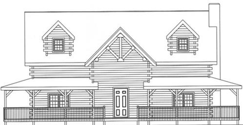 Timberhaven log home design, log home floor plan, 3613, Elevation