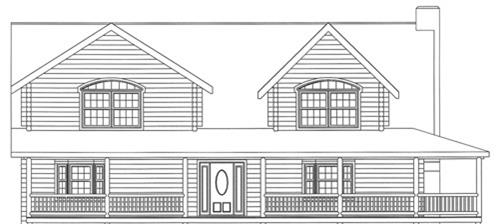 Timberhaven log home design, log home floor plan, 3617, Elevation