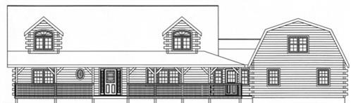Timberhaven log home design, log home floor plan, 3751, Elevation