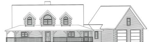 Timberhaven log home design, log home floor plan, 3810, Elevation