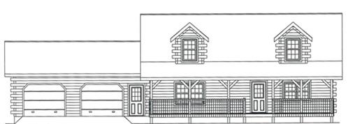 Timberhaven log home design, log home floor plan, 3814, Elevation