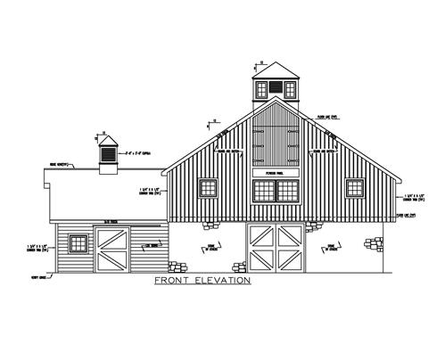 Timberhaven log home design, log home floor plan, 3870 - Barn, Elevation