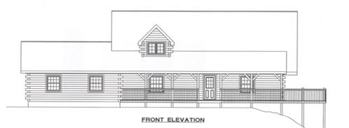 Timberhaven log home design, log home floor plan, 3882, Elevation