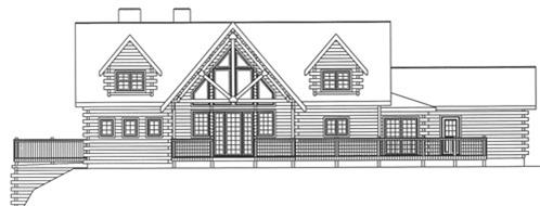 Timberhaven log home design, log home floor plan, 3968, Elevation