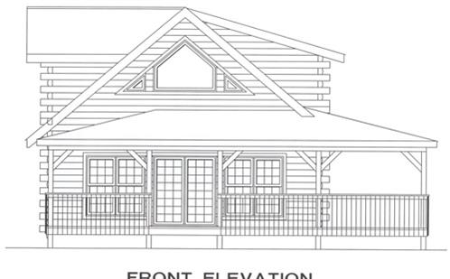 Timberhaven log home design, log home floor plan, 4042, Elevation