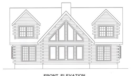 Timberhaven log home design, log home floor plan, 4144, Elevation