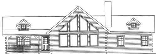 Timberhaven log home design, log home floor plan, 4188, Elevation