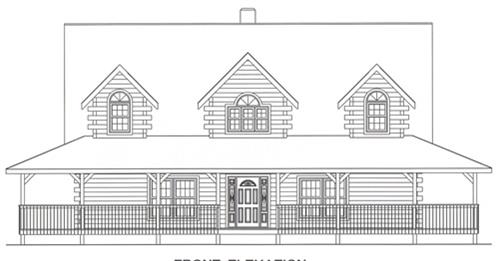 Timberhaven log home design, log home floor plan, 4238, Elevation