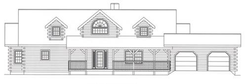 Timberhaven log home design, log home floor plan, 4253, Elevation