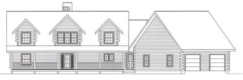 Timberhaven log home design, log home floor plan, 4291, Elevation