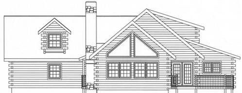 Timberhaven log home design, log home floor plan, 4315, Elevation