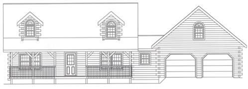 Timberhaven log home design, log home floor plan, 4316, Elevation