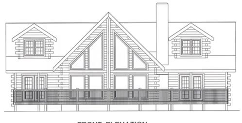 Timberhaven log home design, log home floor plan, 4320, Elevation