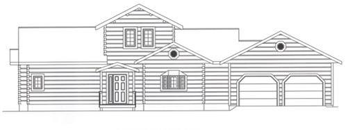 Timberhaven log home design, log home floor plan, 4336, Elevation
