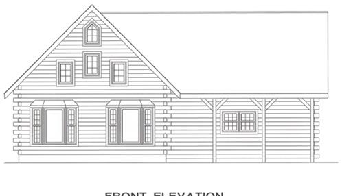 Timberhaven log home design, log home floor plan, 4337, Elevation