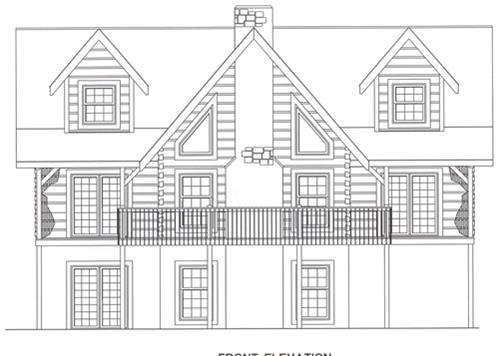 Timberhaven log home design, log home floor plan, 4421, Elevation