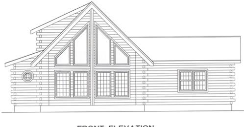 Timberhaven log home design, log home floor plan, 4439, Elevation