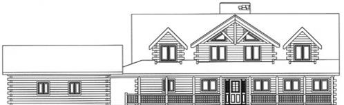 Timberhaven log home design, log home floor plan, 4540, Elevation
