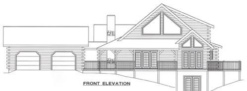Timberhaven log home design, log home floor plan, 4674, Elevation