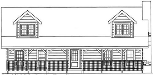 Timberhaven log home design, log home floor plan, 4692, Elevation
