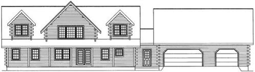 Timberhaven log home design, log home floor plan, 4734, Elevation