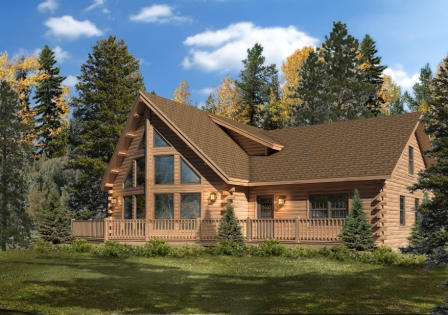 Timberhaven log home design, log home floor plan, Alpine, Elevation