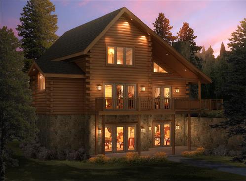 Timberhaven log home design, log home floor plan, Appalachian W2-F4, R1, L1, RR3, Elevation