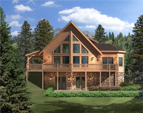 Timberhaven log home design, log home floor plan, Aspen Hill II, Elevation
