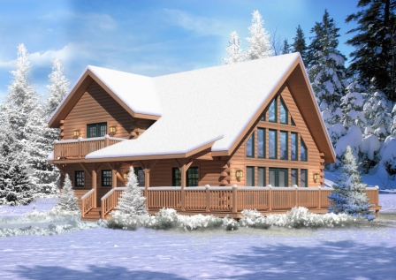Timberhaven log home design, log home floor plan, Aspen Hill, Elevation