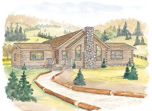 Timberhaven log home design, log home floor plan, Bald Eagle, Elevation