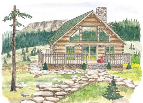 Timberhaven log home design, log home floor plan, Beech Mountain, Elevation