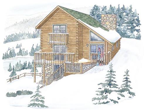 Timberhaven log home design, log home floor plan, Berkshire, Elevation