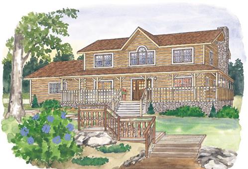 Timberhaven log home design, log home floor plan, Brandywine, Elevation