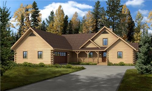 Timberhaven log home design, log home floor plan, Bridgeport, Elevation