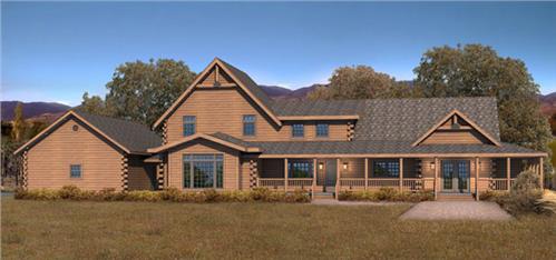 Timberhaven log home design, log home floor plan, Brightwater, Elevation