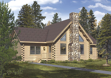 Timberhaven log home design, log home floor plan, Brookside , Elevation