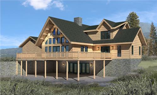 Timberhaven log home design, log home floor plan, Chesapeake II, Elevation